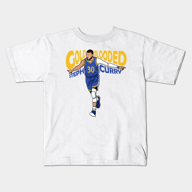 Steph Curry Gold Blooded Kids T-Shirt by mia_me